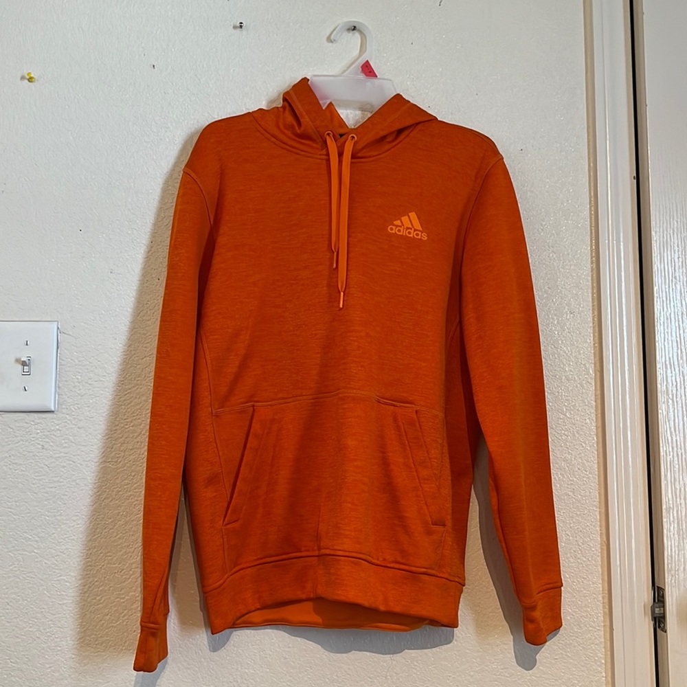 Adidas hoodie bright orange gray for sports and outdoor activities